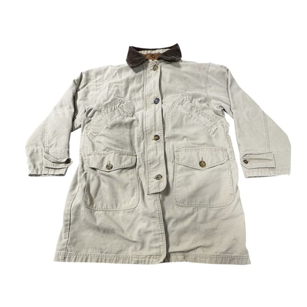 Vintage Woolrich Women's M Beige Remove Wool Blend Blanket Lined Chore Barn Coat - Picture 2 of 16